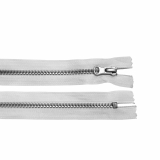 Zip kostěný nedělitelný 14cm-BÍLÁ se stříbrnými zoubky