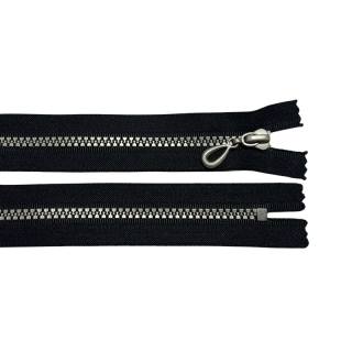 Zip kostěný nedělitelný 18cm-TMAVĚ MODRÁ se stříbrnými zoubky