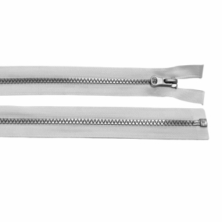 Zip kostěný dělitelný 40cm-BÍLÁ se stříbrnými zoubky