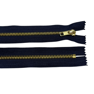 Zip riflový nedělitelný 20cm-TMAVĚ MODRÁ