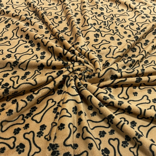 Coral fleece SOFT-PSÍ TLAPKY A KOSTI NA BÉŽOVÉ